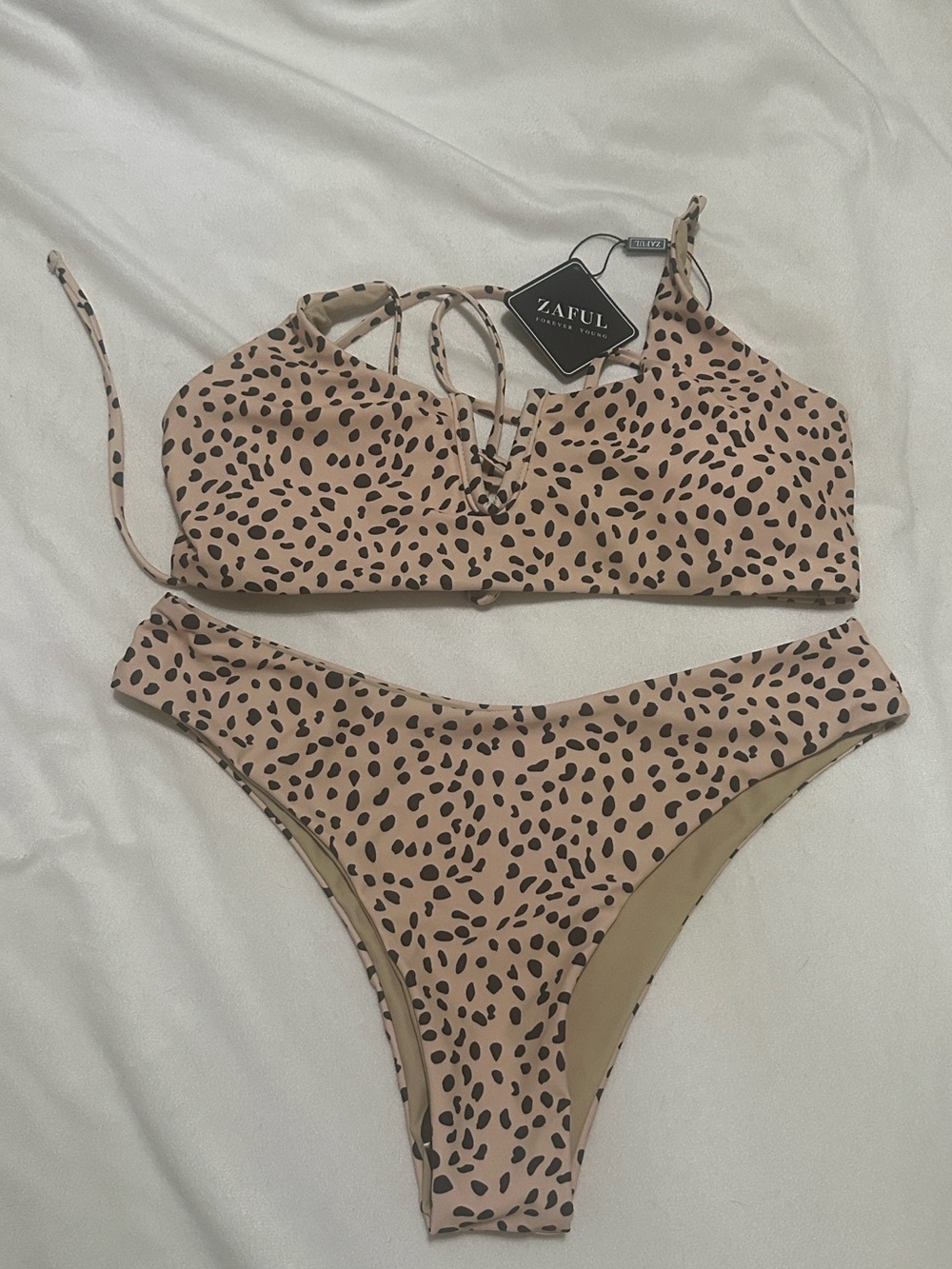 Zaful Beige Leopard Print Bikini Set